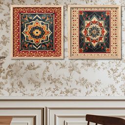 Kotart Brown & Navy Blue Set of 2 Piece Wood Abstract Wall Paintings-picture-24
