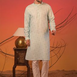 Rangkathaa Men Geometric Jacquard Kurta-picture-46