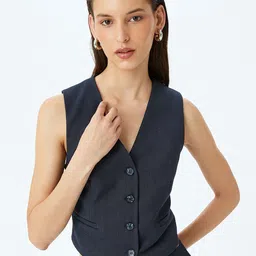 Koton Women Striped Casual Waistcoat-image-21
