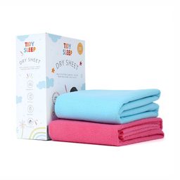TIDY SLEEP Blue 2 Piece Cotton Breathable Mattress Protector-77