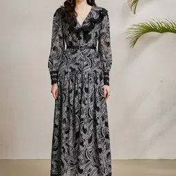 JC Collection Women Printed V-Neck Maxi Dress-picture-28