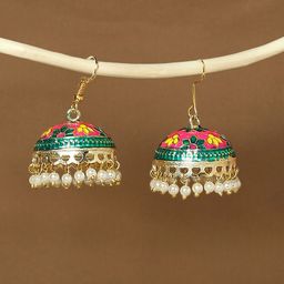 Anouk Artificial Beaded Dome Shaped Meenakari Jhumkas-30
