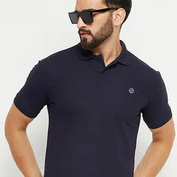 RENUOVO Men Polo Collar Applique T-shirt-image-99