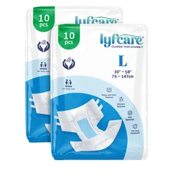 Lyfcare Set Of 2 Adult Classic Tape Diapers - L - 10 Pieces Each-34