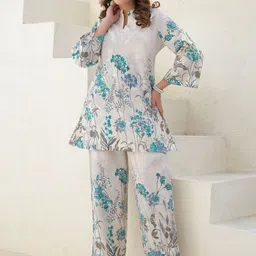 Readiprint Floral Printed Cotton Tunic & Palazzo Co-Ord Set-image-47