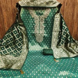 KALINI Green Simmer Silk Sequence Work Unstitched Dress Material'-picture-21
