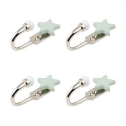 IndianShelf Silver Toned 4 Pieces Ceramic & Zinc Star Key Hooks-image-13