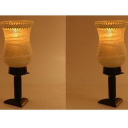 SOMIL White Printed Glass Bell Shaped Table Lamp-image-42