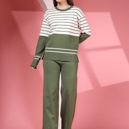 Juelle Striped Round Neck Sweatshirt With Trousers Co-Ords-image-63