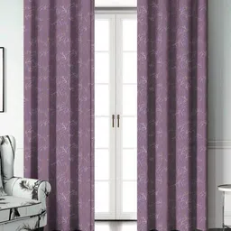 Aura Purple & Gold-Toned Set of 2 Floral Long Door Curtain-image-97