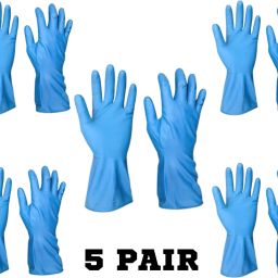 5 Pair Blue Rubber Washable Or Reusable Safety Hand Gloves Protective In Chemical Electric Shook Proof Water Heat Cut Restitance Women And Men Safe Hand Gloves RubberSafety Gloves-image-36