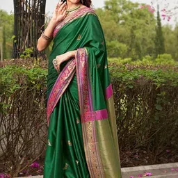 SILKWEAR Ethnic Motifs Woven Design Zari Paithani Saree-picture-7