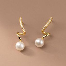 BEYTER Classic Sterling Silver Stones Studded & Pearl Beaded Contemporary Drop Earrings-11