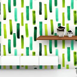 ArtzFolio Printed UV-Resistant Anti-Bacterial Green Watercolor Lines Peel & Stick Wallpaper-image-70
