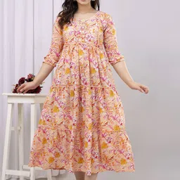 Henal Women Floral Printed Tiering Maternity Anarkali Kurta-image-53