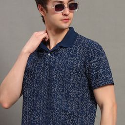 GET GOLF Men Printed Polo Collar T-shirt-image-90