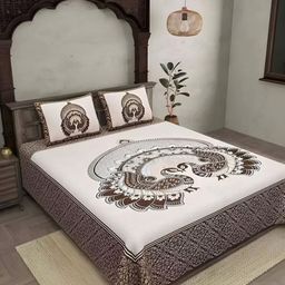 Bombay Spreads Maroon & Off White Floral Cotton 240 TC King Bedsheet Set 2.74 m X 2.20 m-image-95