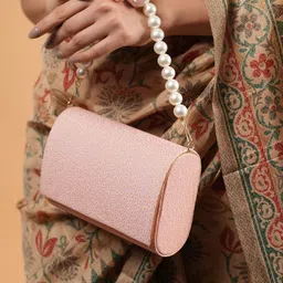 gaura pakhi Embellished Canvas Foldover Clutch-10