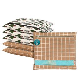 Kuber Industries Brown & Green 6 Pieces Printed Cotton Regular Saree Organisers-52
