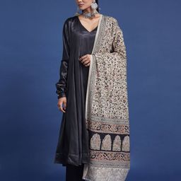 Taavi Hand Block Printed Kalamkari Pure Cotton Dupatta-13
