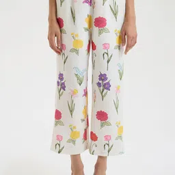 Ancestry Women Floral Printed Pleated Mid-Rise Parallel Trousers-picture-12