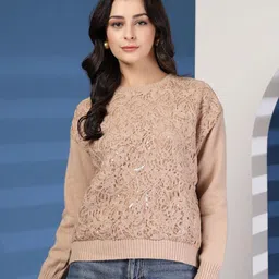 Mafadeny Women Embellished Pullover Sweaters-image-45