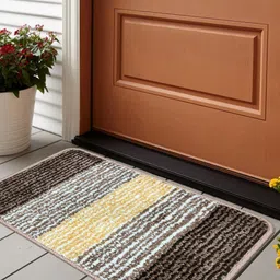 VAS COLLECTIONS Brown & Yellow 2 Pieces Textured Striped Anti Skid Doormats-picture-47