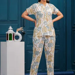 SIDDHANAM Printed Pure Cotton Top With Trousers Co-Ords-image-24