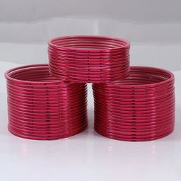 Set of 48 Simple Plein Glossy Finished Metal Bangles-image-43