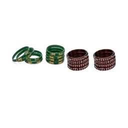 SOMIL Set Of 16 Green Alloy Artificial Stones & Beads Bangles-picture-32