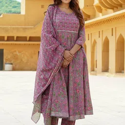 KALINI Women Floral Embroidered Regular Gotta Patti Pure Cotton Kurta with Trousers & With Dupatta-picture-36