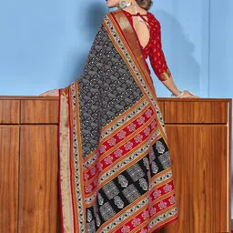 Pandadi Saree Ajrak Printed Zari Block Print Sarees image 3