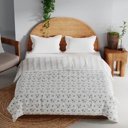 BIANCA Grey Floral Printed AC Room 150 GSM Cotton Double Bed Dohar-picture-0