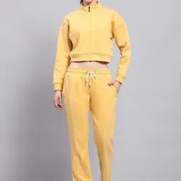 Rock.it Women Yellow solid sweatshirt & Trackpant Co-ord Set-picture-4