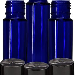 Empty Blue Glass Roll On Bottles for Essential Oils, Perfumes, Lip Balms, Aromas 10 ml Bottle-image-2