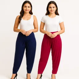 Solid Viscose Women Harem Pants-image-65