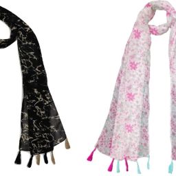 Printed Chiffon Women Multicolor Scarf, Stole, Fancy Scarf-image-84