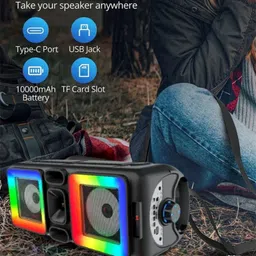 Clairbell W94_Pushpa Beast 1200 Bluetooth Speaker with Karaoke Mic & RGB Lights 14 W Bluetooth Speaker-picture-44