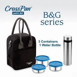 B&G Lunch Bag with 3 Containers(200ml+350ml+500ml) with 750 ml SS Water Bottle 3 Containers Lunch Box-26