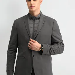 Arrow Self Design Notched Lapel Single-Breasted Slim-Fit Blazer-image-65
