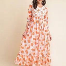 all about you Embellished Embroidered Georgette Fit & Flare Maxi Dress-image-46