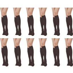 MUKHAKSH Women Set Of 12 Cotton Plain Knee High Socks-image-89