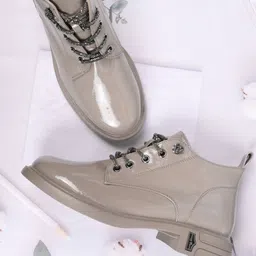 Ronnie Grey Women Block Heeled Regular Boots-image-23