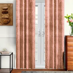 Myntra Elegant Homes Pink & Grey 2 Pieces Velvet Abstract Printed Long Door Curtain-19