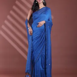 Charukriti Polka Dot Sequinned Pure Cotton Tassel Saree-picture-7