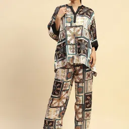 Global Republic Printed Round Neck Three-Quarter Sleeves Top With Trouser-image-58