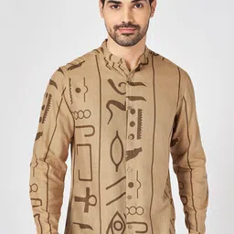 7 Alt by Pantaloons Men Original Band Collar Abstract Printed Cotton Slim Fit Casual Shirt-image-94