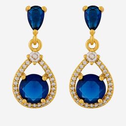 Kushal's Fashion Jewellery Sapphire Gold-Plated Party Zircon Teardrop Shaped Drop Earrings-picture-46