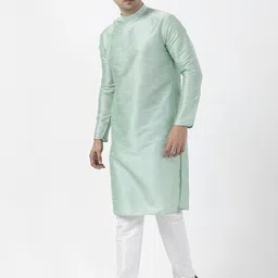 DEVOILER Men Regular Dupion Silk Kurta with Pyjamas image 3