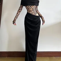 StyleCast Women's Animal Print Off-Shoulder Satin Bodyco Dress-image-76